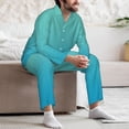 thumbnail image 7 of Picia Teal Turquoise Pattern Men’s Long-Sleeve Sleepwear Set - Soft 2-Piece Loungewear with Pockets, Comfy PJs for Relaxing Nights-XX-Large, 7 of 7