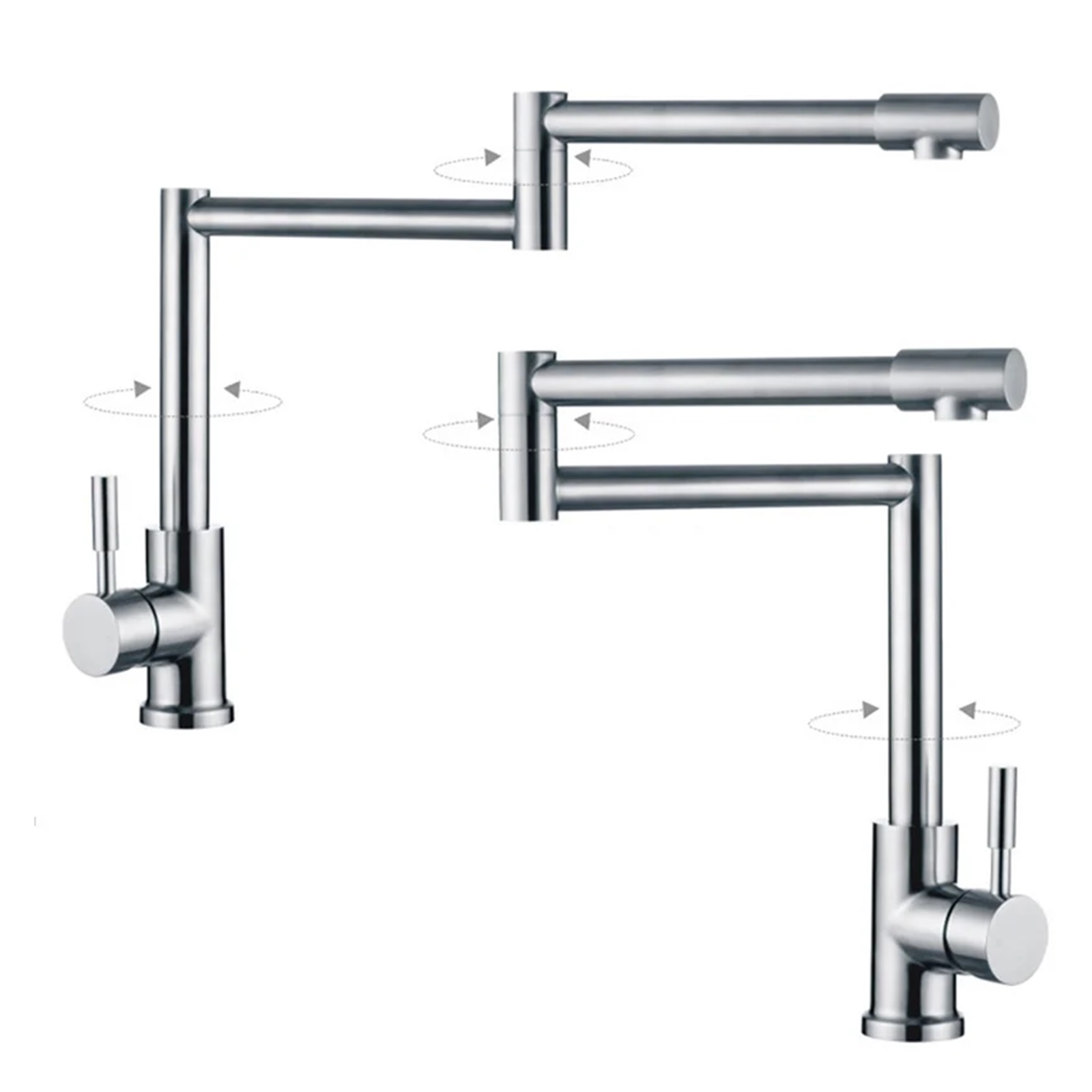 304 Stainless Steel Lead-free Folding Kitchen Faucet,Mixer 360 Degree Swivel Single Handle Nickel Kitchen Sink Basin Taps ,Versatile Features