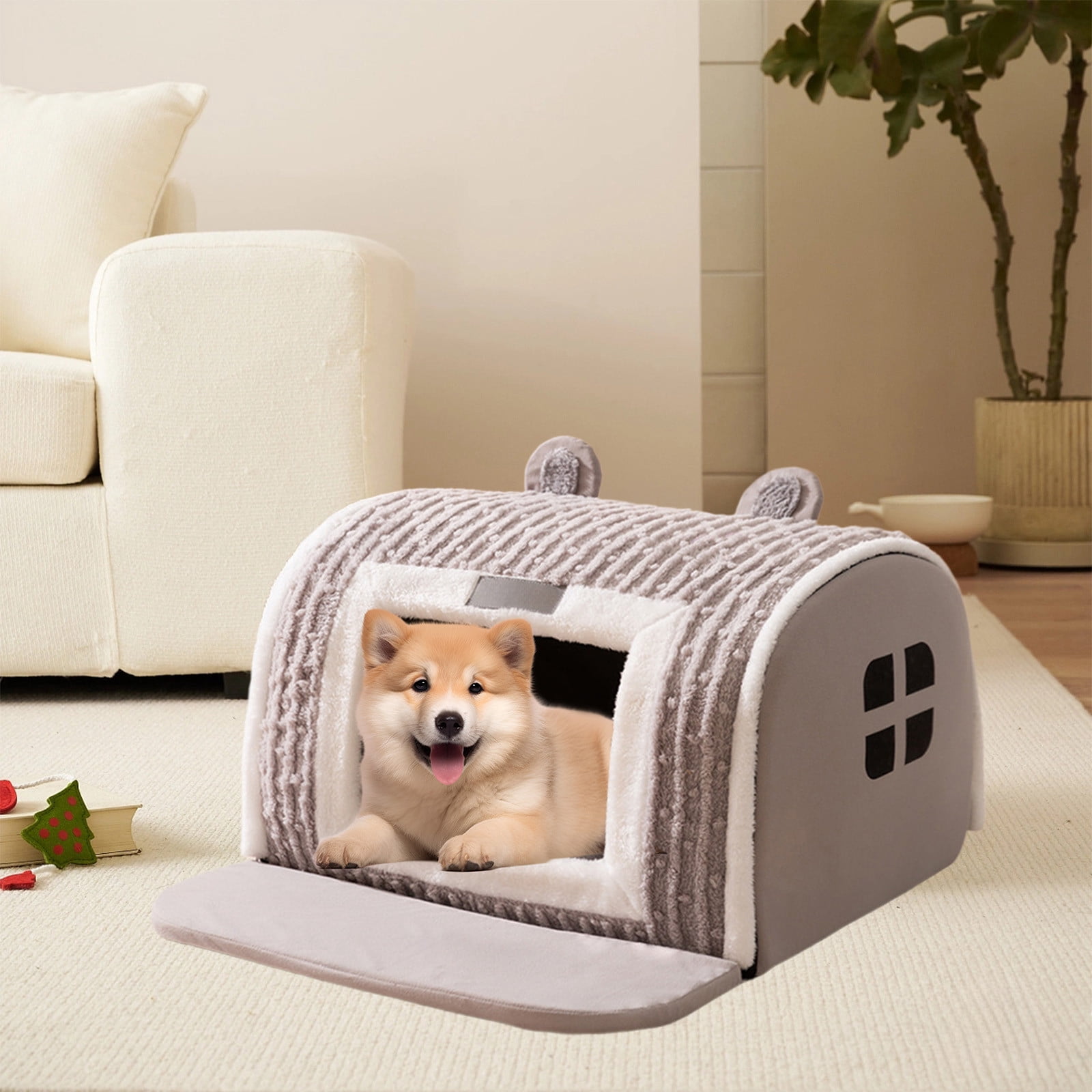 Winter Warm Pet Bed Villa,Removable Washable Cats Dog Bed,Two-Purpose Soft Pet Nests Mat,Pet Bed for Small Pets Under 5 Catties,Warm Cats Dog Pet Nests Mat
