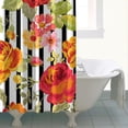 thumbnail image 4 of Waterproof Black Stripe Background Red Roses Shower Curtain 72x72 Inch Boho Style Polyester Unique Shower Curtain for Bathroom Hotel Home Decor with 12 Plastic Hooks, 4 of 5