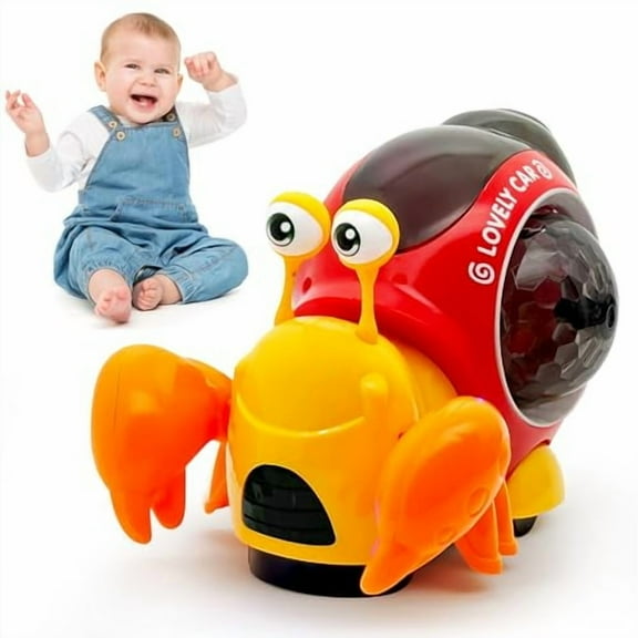 Light-Up Dancing Crab Baby Toy with Music & Crawling - Sensory Learning Toy for Motor Skills Development 6-12 Months,CE Certified Infant Toy (Orange)
