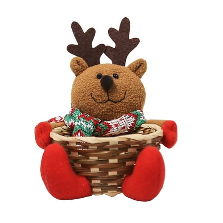 

1PC Christmas Decorations Cartoon Elderly Candy Basket Large Gifts For Children Basket Festive Tabletop Decoration