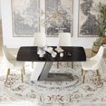 thumbnail image 3 of 71'' Modern Black Dining Table with Sintered Stone Rectangle Tabletop and Gray Steel Wire Drawing Base,Marble Dining Table My Lux Decor Round, 3 of 9