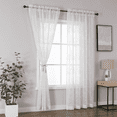 thumbnail image 3 of FDTBYHVYT Sheer Curtains 84 inch Length 2 Panels Set   Voile Crushed Cream Vine Leaves Embroidery  Rod Pocket Embroidered Window Drapes for Living Room and Bedroom  54&#34; x 84&#34;, 3 of 7