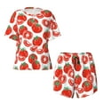thumbnail image 4 of Naloa Hand Drawn Tomatoes Women's Short-Sleeved Pajama Set, Loungewear, Summer pajamas, Breathable Cozy - Medium, 4 of 9