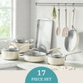thumbnail image 2 of The Pioneer Woman Sutton 17-Piece Ceramic Cookware Set with Strainer Lids and Cookie Sheet with Rack, Cream, 2 of 18