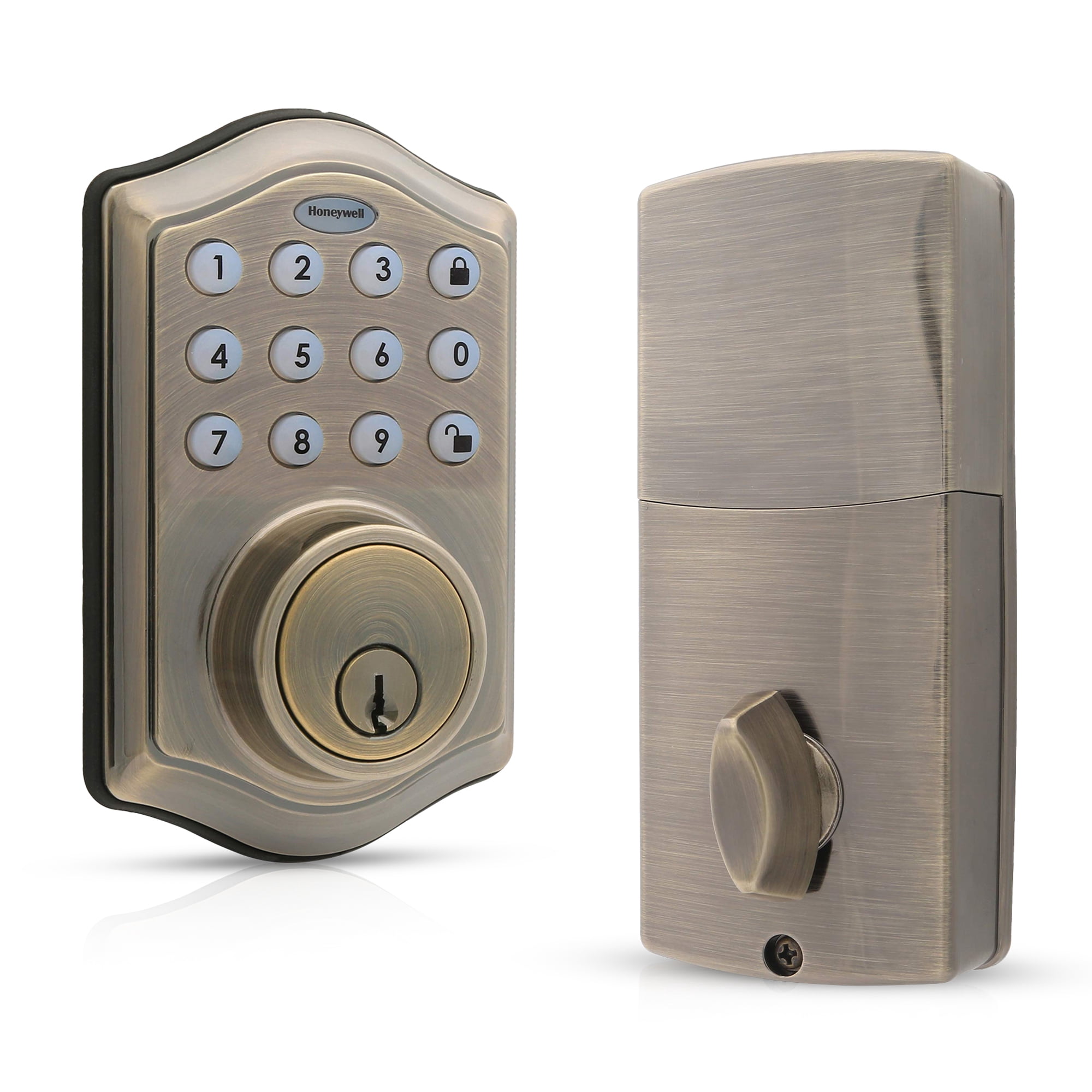 Honeywell Electronic Entry Deadbolt Door Lock, Antique Brass