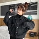 thumbnail image 2 of Jean Abrigo Mujer Manga Larga Bolsillo Botón Chaqueta Corta Chica Casual Top, S Speravity AP001445-01B, 2 of 7