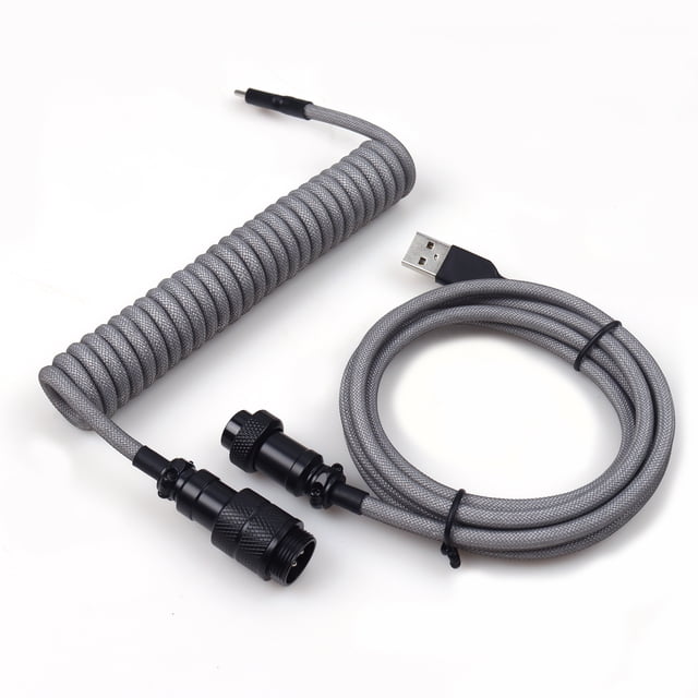 Usb Type c Fast Charging Cable Coil Custom Keyboard Cable Mechanical Keyboard Cable Double Sleeve coiled length 15±1cm , straight length 1.5M D27