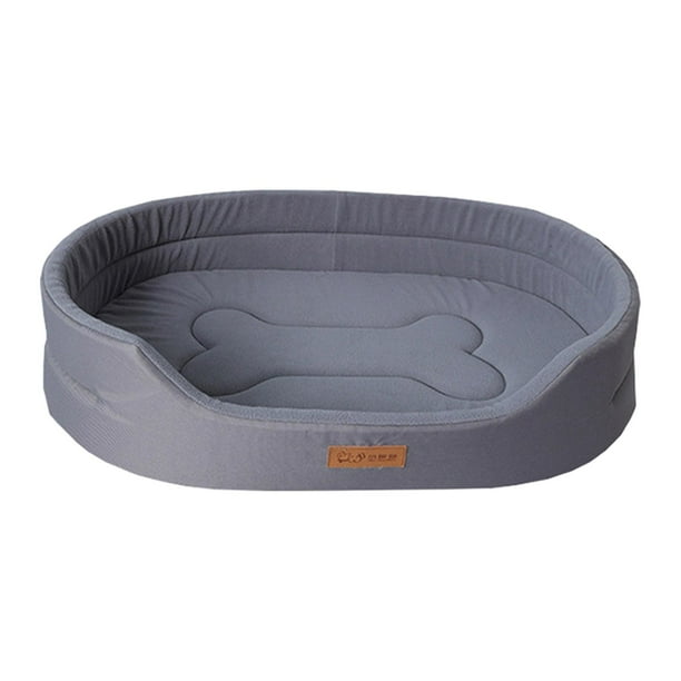 Sofá cama rectangular transpirable para gatos y perros, suave, con bordes frontales bajos, ovalado y lavable. Gris XL
