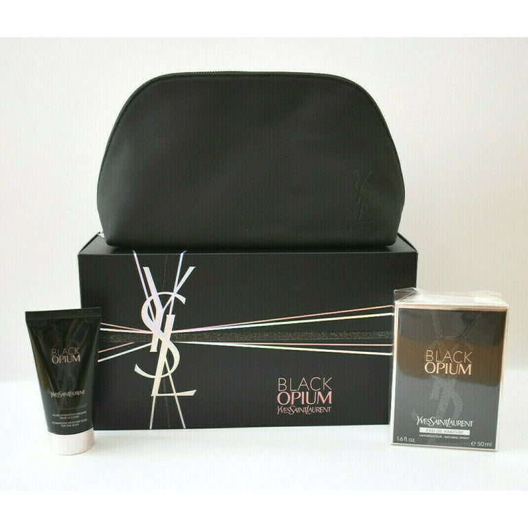 Yves Saint Laurent YSL Black Opium 3 PCS GIFT SET 1.6oz EDP Spray 1.6 BODY LOTION Bag