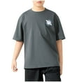 thumbnail image 2 of BRGZLK Children's Clothing Clearance Sale Boys Girls Summer Cute Letter Print Round Neck T-Shirt Outdoor Daily Short Sleeved Top Gray 11-12 Years, 2 of 3