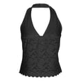 thumbnail image 4 of Babysbule Women's Halter V Neck Lace Tank Top Sleeveless Cropped Scalloped Hem Casual Summer Fashion Blouse for Dating Party Daily Wear, 4 of 8