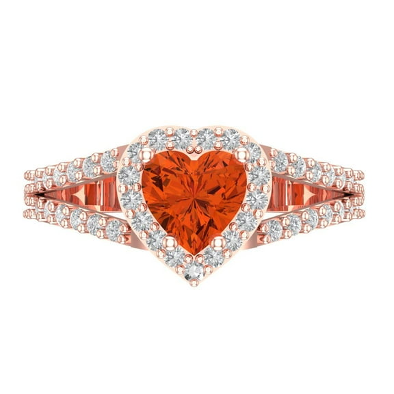 Halo Engagement Ring for Women - 1.49ct Simulated Red Diamond in 14K Rose Gold Promise Ring