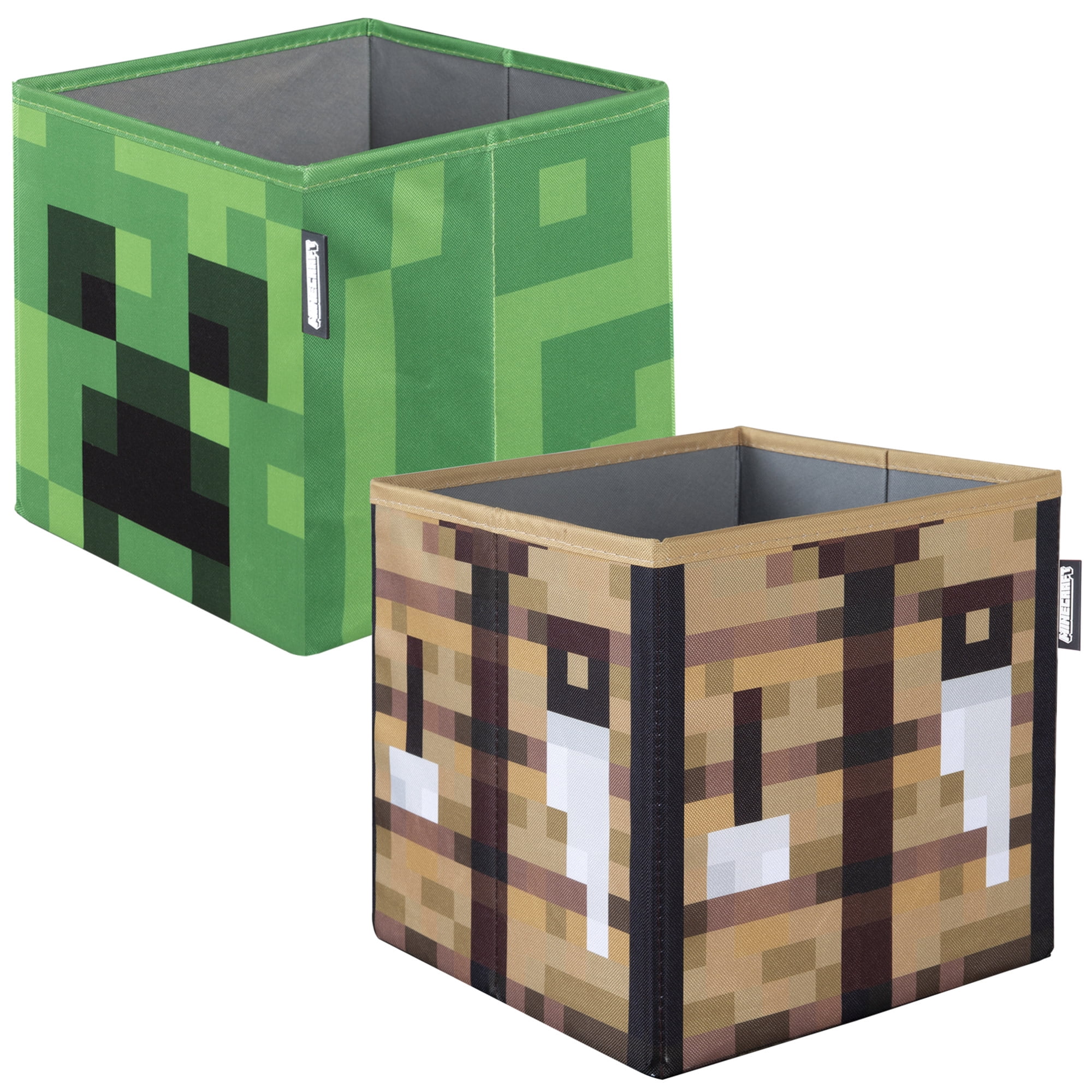 Minecraft: Fabric Storage Boxes: 2pc - Creeper & Crafting Table - 10" Collapsible Cubes, Toy-Games-Clothes Organization, Game Themed Designs, Licensed