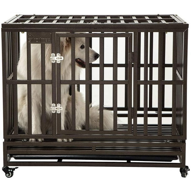 SMONTER Heavy Duty Dog Crate Strong Metal Pet Kennel Playpen Large