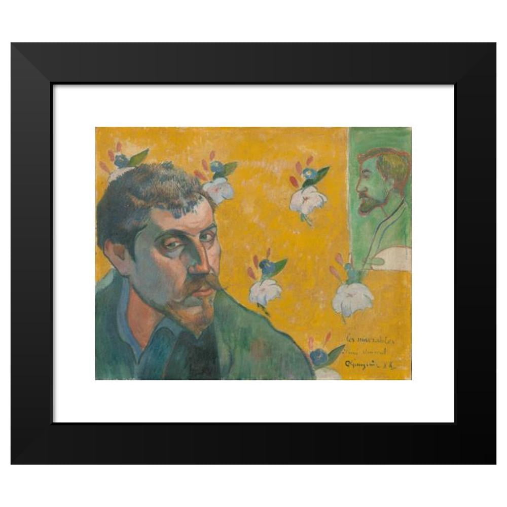 Paul Gauguin 24x20 Black Modern Framed Museum Art Print Titled - Self-Portrait with Portrait of Bernard, ‘Les Miserables’