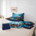 thumbnail image 5 of meiyoeat Reef Shark Fish Twin Bedding for Kids Boys Girls, Tropical Coastal Coral Animal Bedding Comforter Set, Blue, Blue Reversible, 7 Pieces, 5 of 6