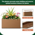 thumbnail image 4 of Large Rectangle Planter Metal Brown Planter Box with a Drainage Hole and a Removable Divider Indoor Outdoor Porch Pots for Tall , Trees, Flowers 32.01"x 10" x 16.26" Brown, 4 of 8