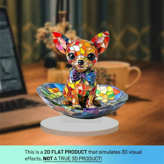 Lssam Chihuahua Suncatcher Ornament - Colorful 2D Acrylic Window Hanging Decor, Memorial Gift for Dog Lovers, Wall Art for Women and Men