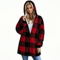 thumbnail image 5 of Dwralegc Plaid Sherpa Jacket Women Plaid Fleece Zipper Jackets Oversized Christmas Coat Casual Warm Winter Cardigans Sherpa Lined Fuzzy Jacket with Hood Clearance Red 5XL, 5 of 8