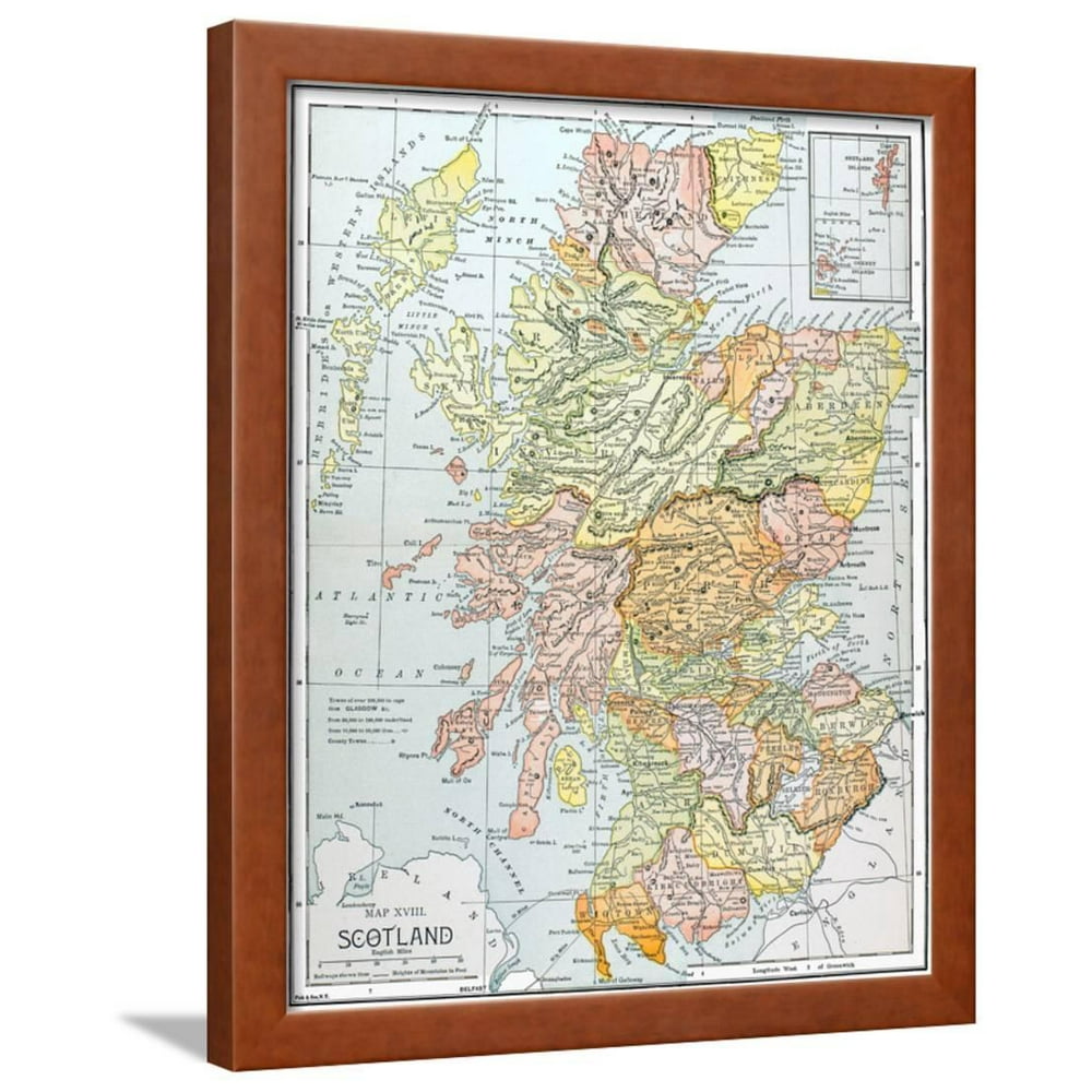 Map Scotland Framed Print Wall Art