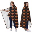 thumbnail image 2 of Wearable Blanket,Halloween Pumpkin & Bones Pattern Hooded Wearable Flannel Blanket for Adults & Teens,Winter Poncho Shawl Wrap Cape Cozy Anti-Pill,50"x60", 2 of 5