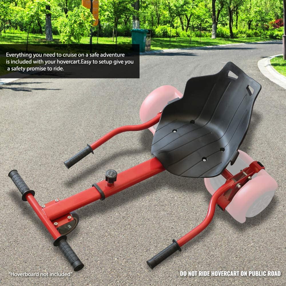 Hover Kart Go Kart Adjustable Seat Attachment for 6.5" Hover-Board Buggy - Red