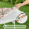 thumbnail image 5 of Allover Floral Pattern Tablecloth with Elastic Edge, Reusable Round Cover for Kitchen or Garden Use, Water-Resistant Polyester, Fits 44-52 Inch Table, 5 of 6