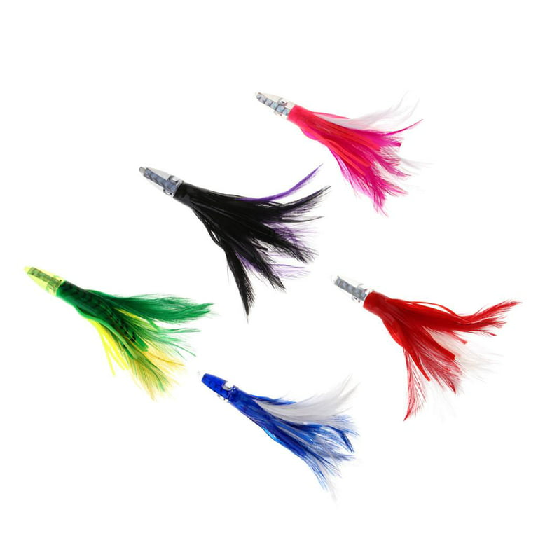 2 Lure 14cm Rigged Resin Head Skirted Feather Trolling Marlin Lure
