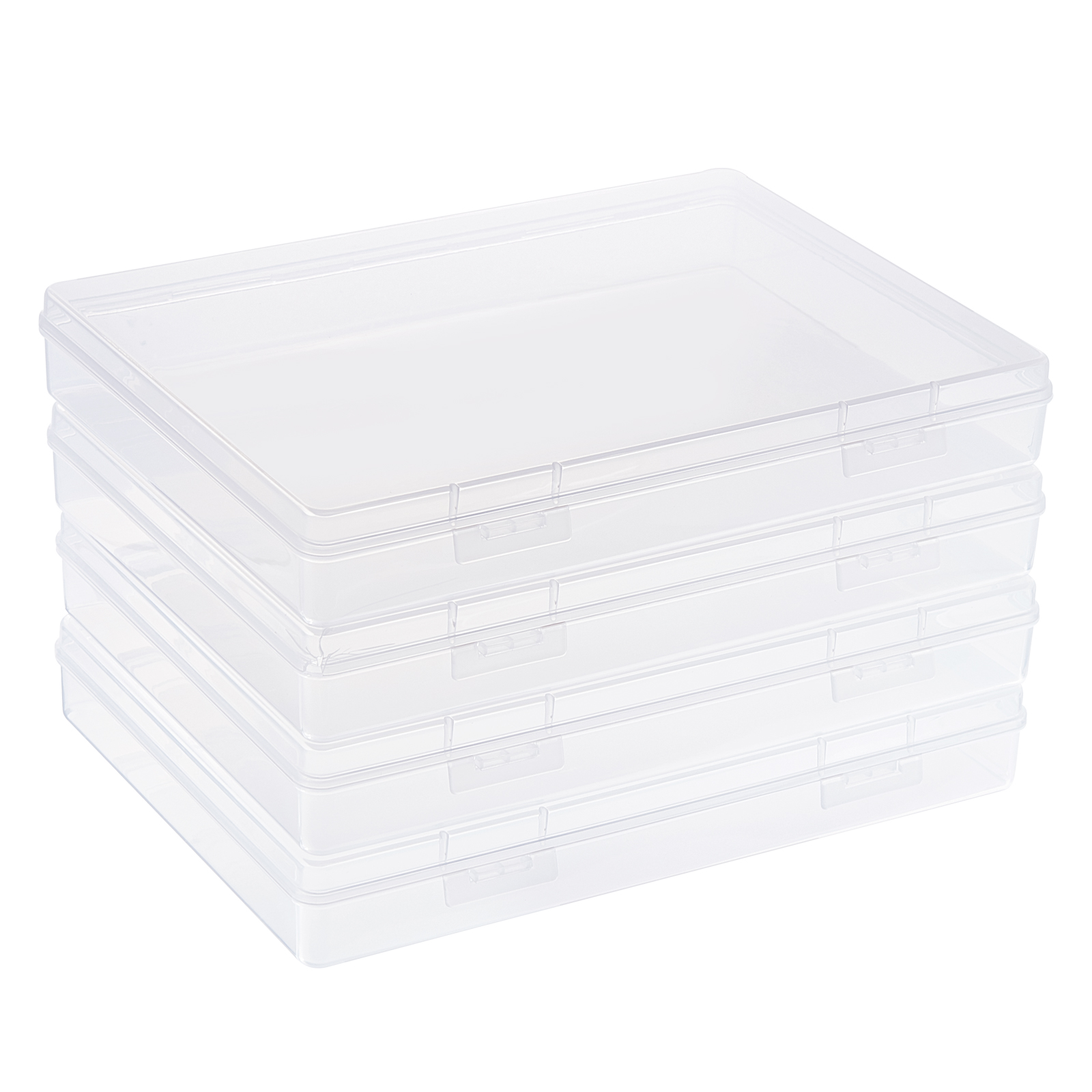 BENECREAT 4 Packs 9x7x1 Inch Rectangle Clear Plastic Storage Box with