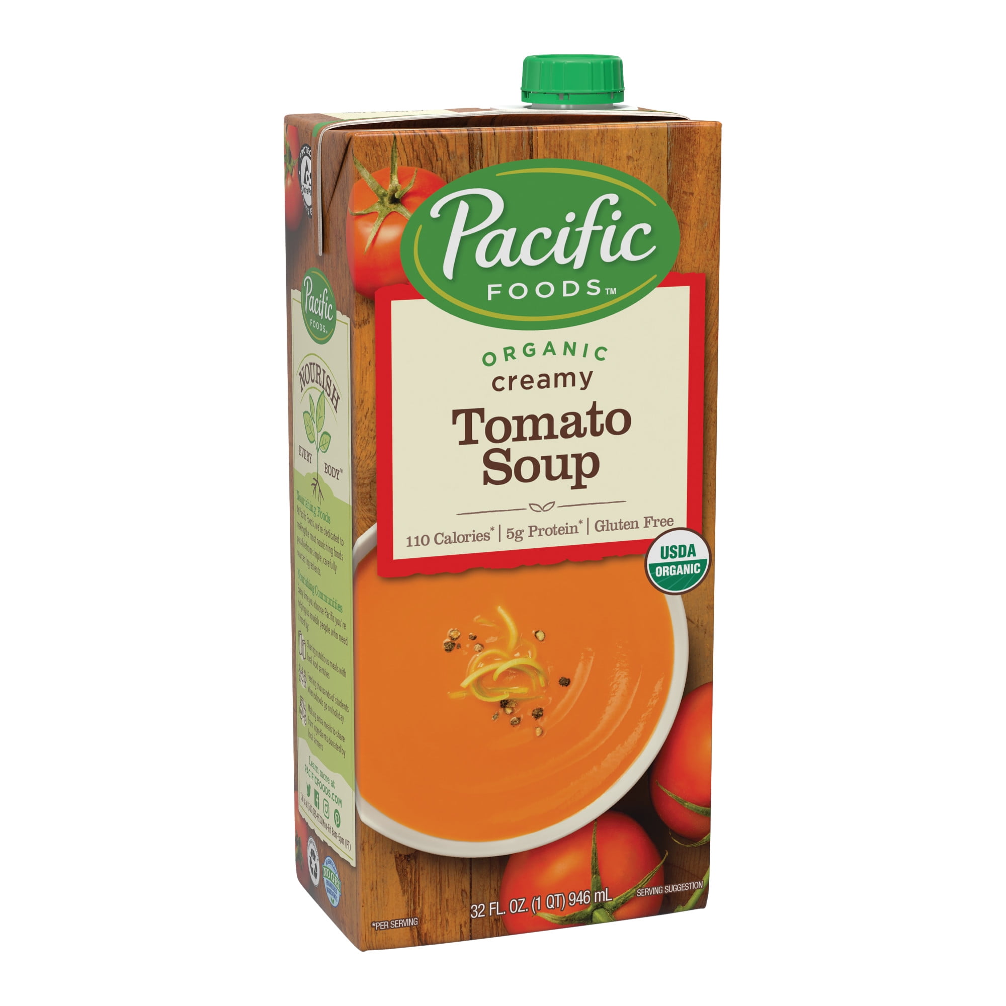 Pacific Foods Organic Creamy Tomato Soup, 32 Ounce Resealable Carton