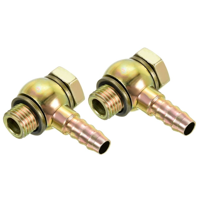 Unique Bargains 10mm Barb M14x1.5 Male Thread Hose Pipe Fitting Elbow Carbon Steel Adapter 2 Pack