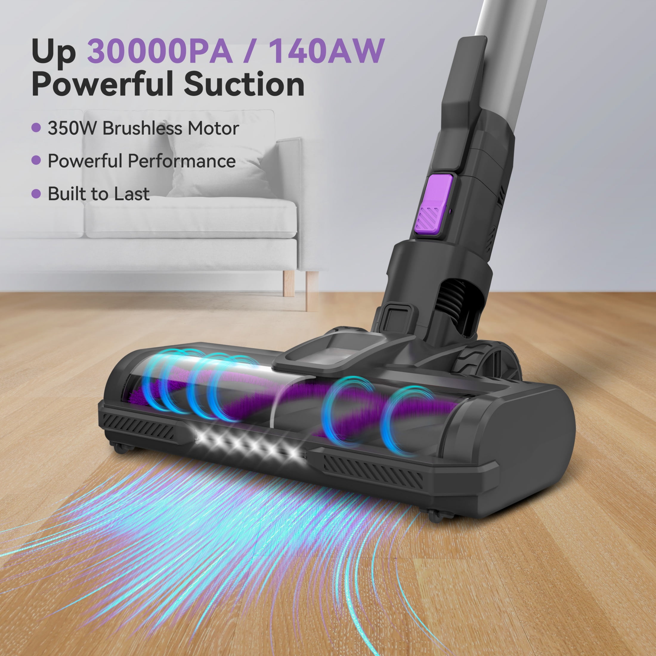Cordless Stick Vacuum Cleaner for Hard Floors and Low-Pile Rugs - HEPA Filter, Powerful Suction S10
