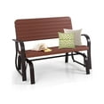 thumbnail image 2 of 2-Seat Porch Glider with HDPE Seat & Steel Frame - Outdoor Patio Bench for Backyard, Garden, or Porch - Black/Brown - 600lbs Capacity - Smooth Gliding & Ergonomic Design, 2 of 9