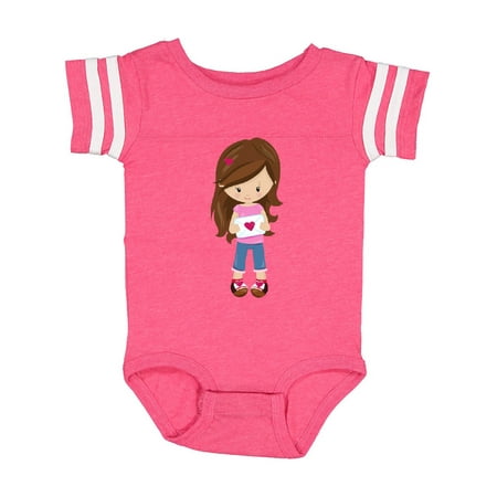 

Inktastic Valentine s Day Girl Brown Hair Girl In Love Gift Baby Girl Bodysuit
