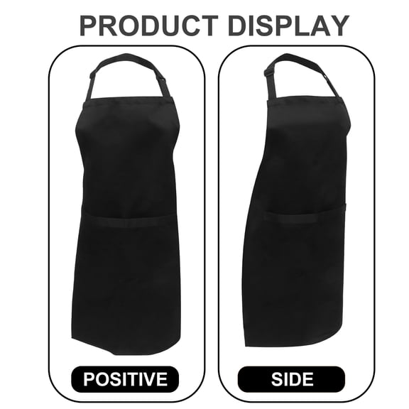 Homoyoyo 3-Piece Black Cafe Apron Set with Adjustable Neck Strap for Cooking and Baking