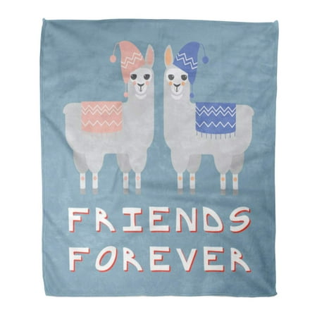 LADDKE Throw Blanket 58x80 Inches Cute for The Friendship Day with Two Lamas Llama Best BFF Buddy Cartoon Warm Flannel Soft Blanket for Couch Sofa (Best Friendship Day Images)