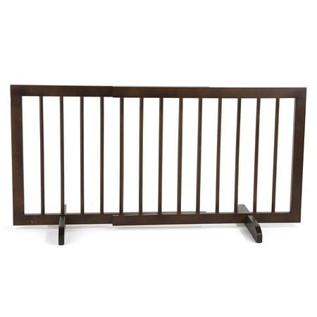 Cardinal Gates SG Wood Step Over Pet Gate - Adjustable Short Dog Gate - 20 Inches Tall - 28 Inches to 51 Inches Wide - Walnut