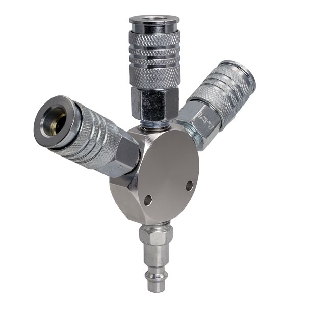 Hyper Tough 3Way 1/4" Air Manifold with Quick Connect Couplers