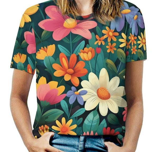 Nostalgic Vintage Floral T Shirts Basic T-Shirt Short Sleeve Ladies Tee Shirt Summer Graphic Clothing
