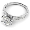 thumbnail image 3 of Jewelerix 2 CT Classic 6-Prong Simulated Diamond or Moissanite Engagement Ring Side Stones Promise Bridal Ring, 3 of 4