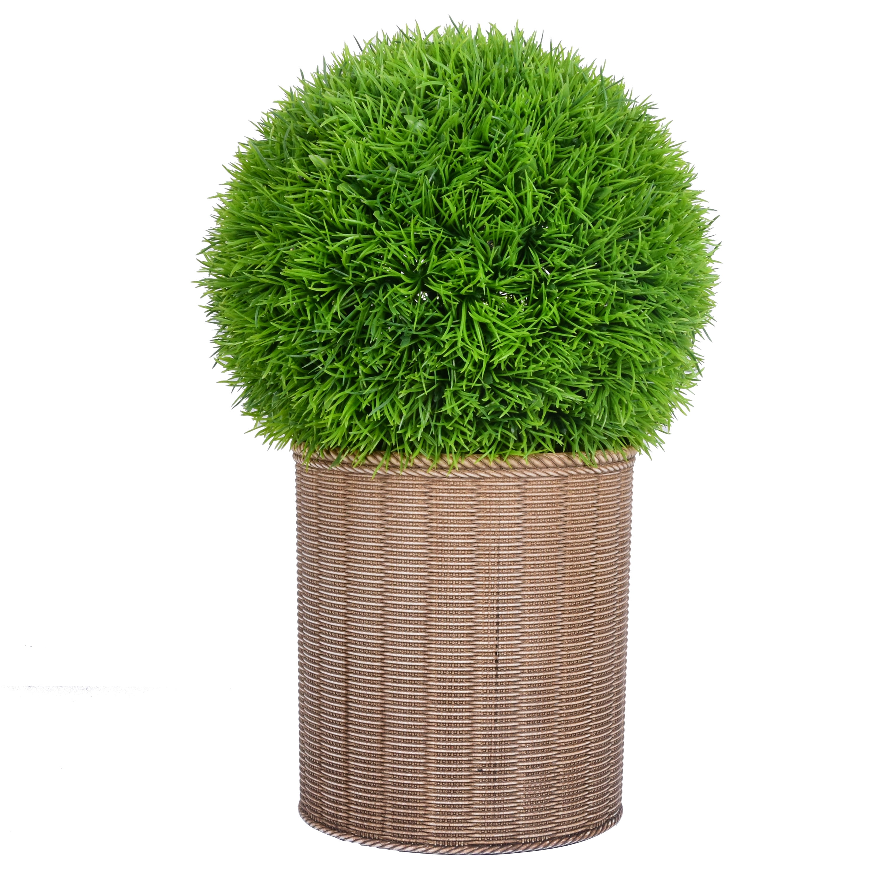 Better Homes & Gardens 18"H Round Pine Needle Artificial Topiary in Plastic Rattan Planter
