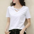 thumbnail image 5 of Tawop Women Shirts Womens T Shirts Short Sleeve Solid Loose Summer V Neck Pullover Tank Hooded White L, 5 of 7