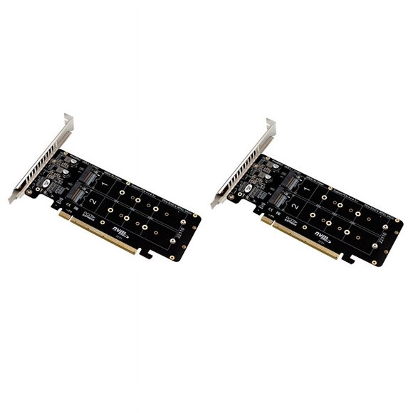 2X PCIE 4.0 Dual-Disk PCIeX16 to M.2 M-Key NVME SSD Expansion Card,Supports 4 NVMe M.2 M Key 2280 SSD