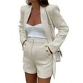 thumbnail image 2 of Women 2 Piece Blazer Shorts Sets Long Sleeve Double Breasted Suit Jackets Business Outfit, 2 of 4