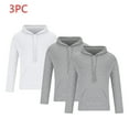 thumbnail image 2 of Iugvhana 3 Pack: Men's Cotton Lightweight Casual Pullover Drawstring Hoodie With Pocket (Available In Big & Tall) White XL, 2 of 9
