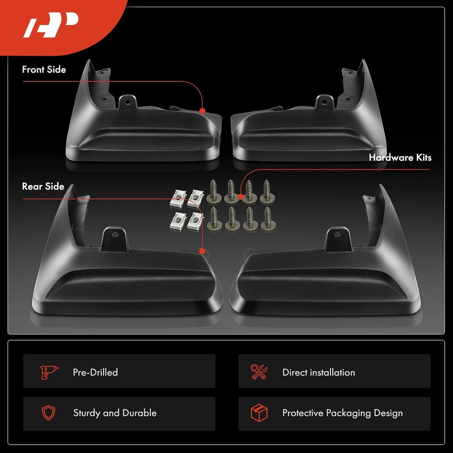A-Premium Splash Guards Mud Flaps Mudguards Fender Compatible with Toyota Sienna 2011-2017 Front and Rear 4-PC Set