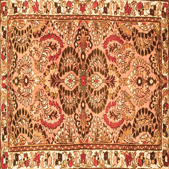 Ahgly Company Indoor Square Persian Orange Traditional Area Rugs, 8' Square