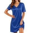 thumbnail image 2 of Sakmal Cute Moomoos for Women Sleep Blue Short Mumu Dress Short Sleeve Patchwork Nightgowns for Women, 2 of 9